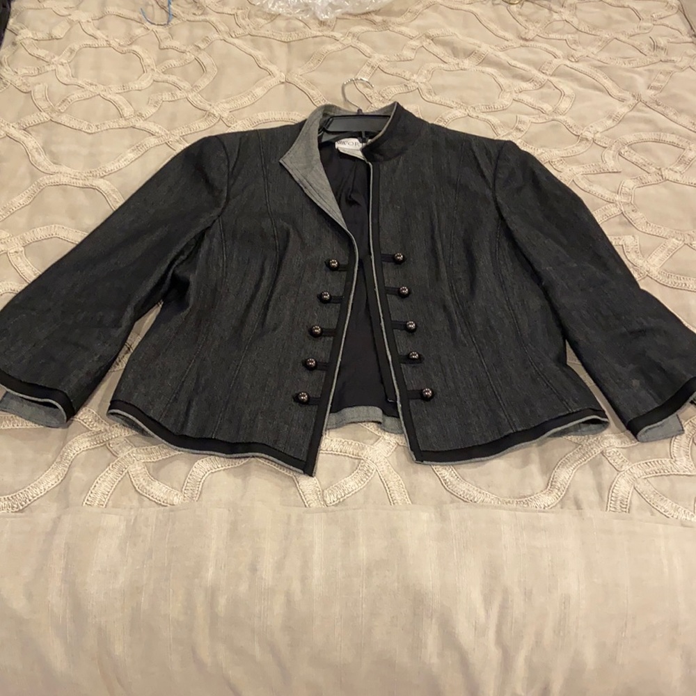 Worth collection black denim military style jacket